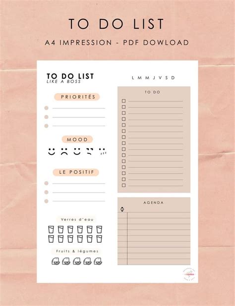 To Do List Printable A Daily Planner Digital To Do List Etsy France