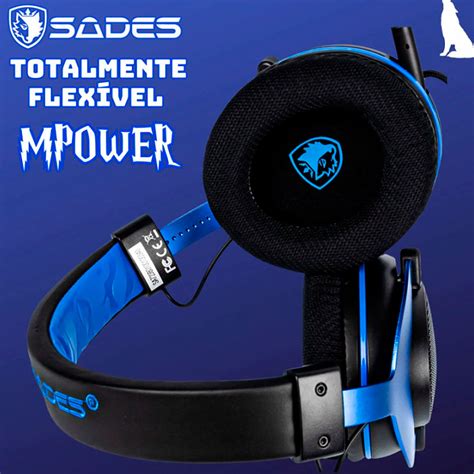 Headset Gamer Sades MPower Plug P2 Drivers 50mm PS Xbox Switch E PC