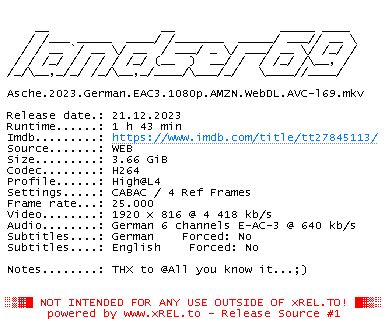 Asche 2023 German EAC3 1080p AMZN WebDL AVC L69 NFO Datei XREL V3