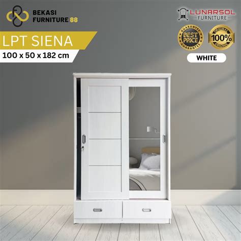 Jual Lemari Pakaian 2 Pintu Kaca Sliding Lunar LPT Siena Shopee Indonesia