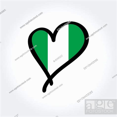 Nigerian Flag Heart Shaped Hand Drawn Logo Template Vector Illustration Stock Vector Vector