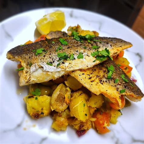 Pan Fried Sea Bass With Mediterranean Crushed Potatoes — Chris Baber Recipe Whisk