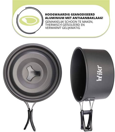 Hikr Camping Pannenset Premium Complete 22 Delige Kookset