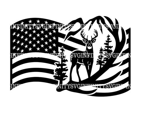 Deer And Usa Flag Svg Patriotic Deer Svg Mountains Svg Etsy