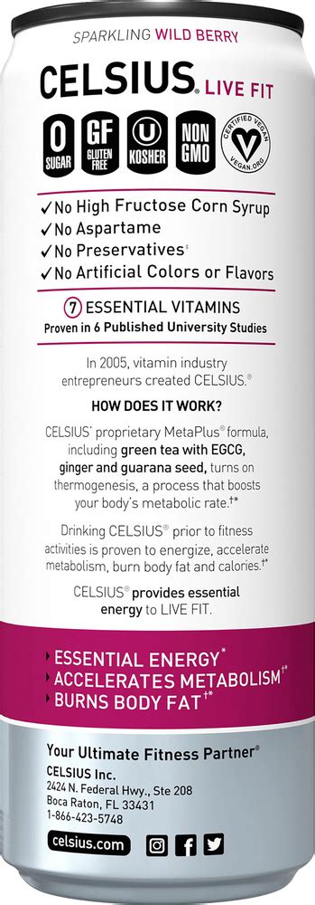 Celsius Live Fit Energy Drink Sparkling Wild Berry Planogram Left