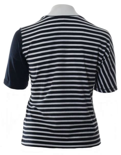 T Shirt Damen Marine Blau geringelt mit Straß große Größen Mode für