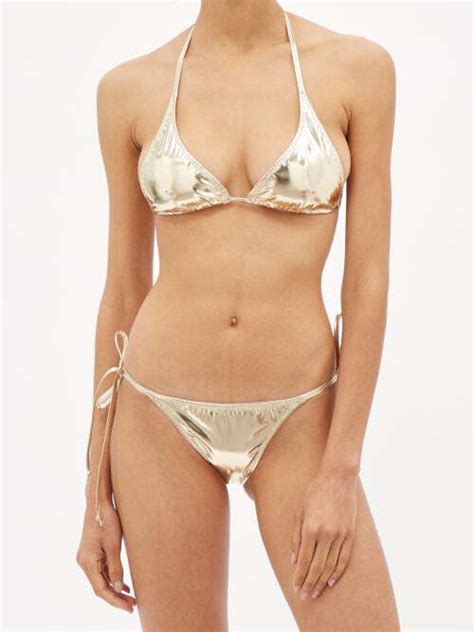 Buy Lisa Marie Fernandez Pamela Metallic Triangle Bikini Gold At