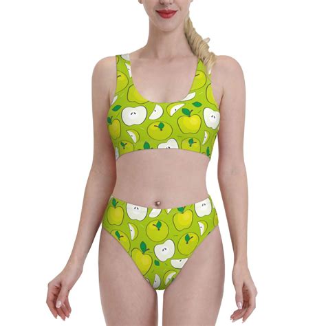 Lukts Women High Waisted Bikini Set Green Apple Swimsuit 2 Piece