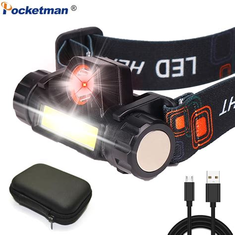 Lm Xpe Cob Headlight Usb Rechargeable Headlam Grandado