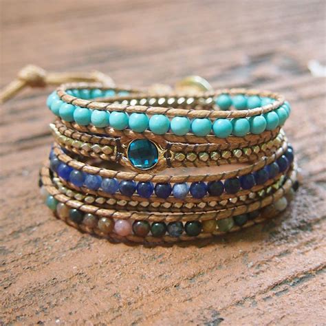 Mix Stone Wrap Bracelet Boho Bracelet Bohemian Bracelet Beadwork