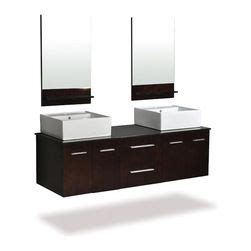 Perfecta Double Sink Vanity Set Espresso Contemporary Bathroom