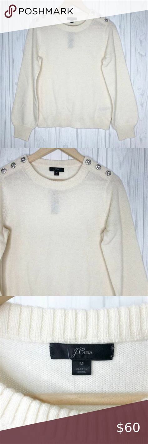 J Crew Crewneck Sweater With Jeweled Buttons Sweaters Crew Neck