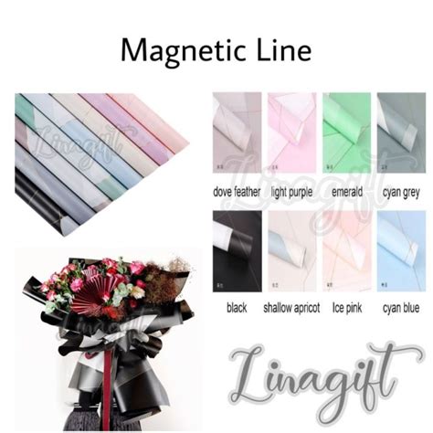 5 Lembar MAGNETIC LINE FLOWER WRAPPING PAPER ABSTRACT MAGNETIC