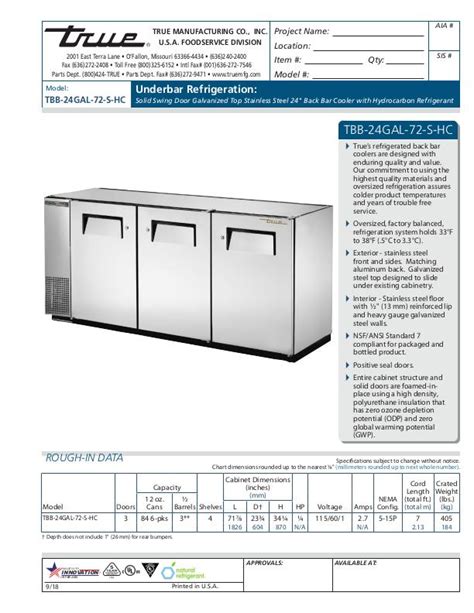 True Tbb 24gal 72 S Hc Ss 3 Door 24d Back Bar Refrigerator 34