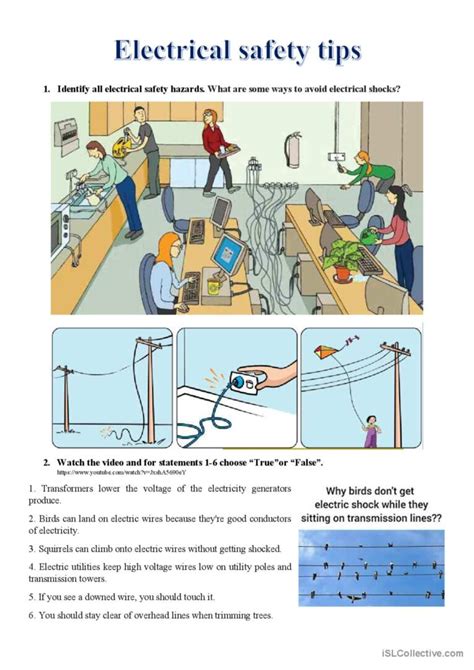 Electrical Safety Tips Discussion St English Esl Worksheets Pdf And Doc