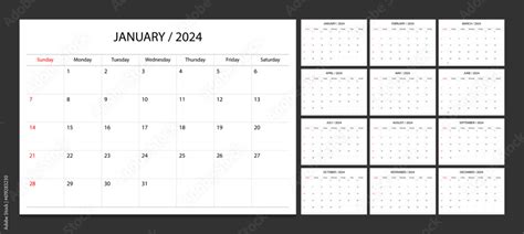 Calendar 2024 week start Sunday corporate design planner template ...