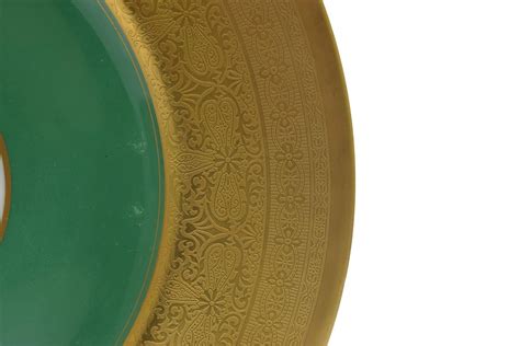 Royal Bavarian Hutschenreuther Selb Bavaria Gold Green Floral Dinner