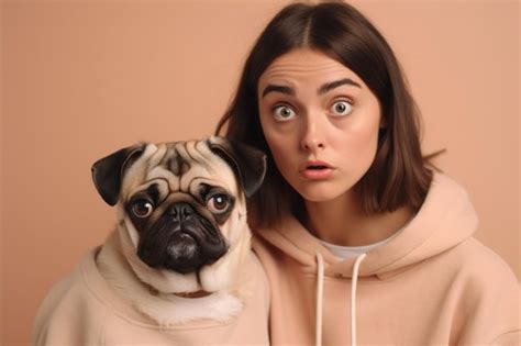 Premium Photo Shocked Surprised Brunette Woman Raises Eyebrows Has