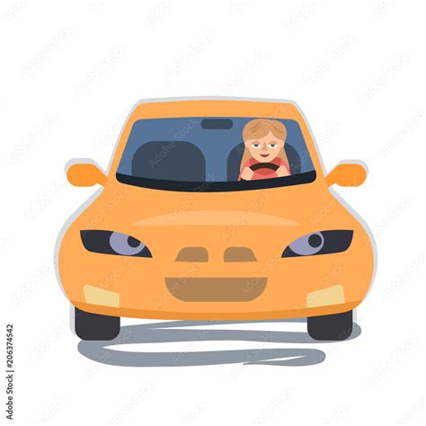 Woman Driving A Car Cartoon