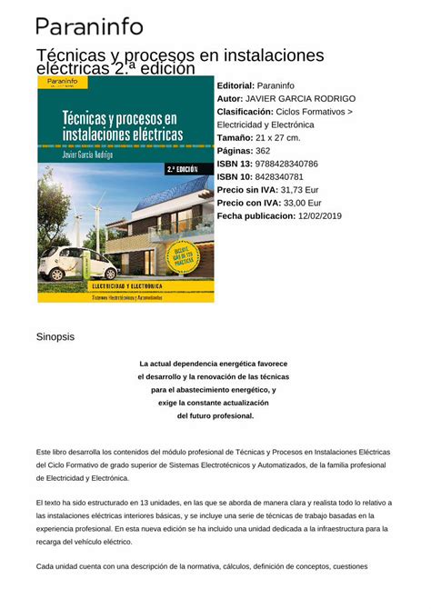 Pdf T Cnicas Y Procesos En Instalaciones El Ctricas Edici N