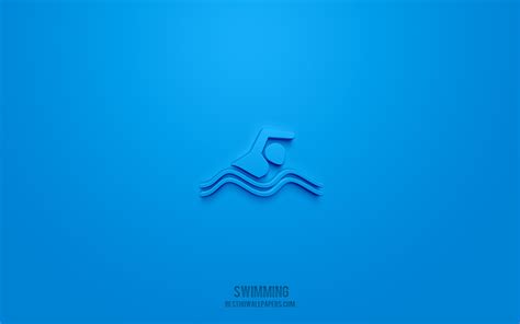 Download Wallpapers Swimming 3d Icon Blue Background 3d Symbols