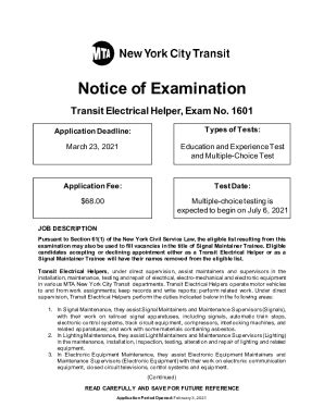 Fillable Online Notice Of Examination Home Mta Fax Email Print