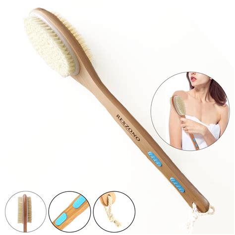 Double Sided Shower Brush Long Handle Rexzono