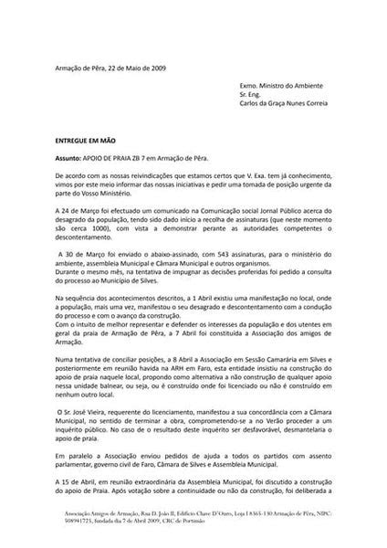 Carta Ao Ministro Da Educação