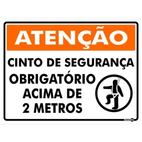 Placa Cinto De Segurança Acima De 2 Metros 40x30 Cm Encartale