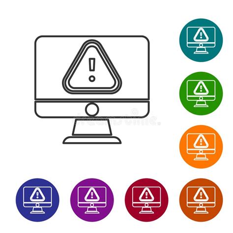 Monitor De Ordenador De Línea Negra Con Icono De Signo De Exclamación