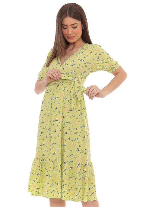 Vestido Manuela Floral Romântico Verde Premium Tendência Casual Chique