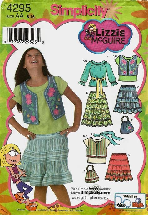 Simplicity Disney Lizzie Mcguire Sewing Pattern Your Choice Sizes Child