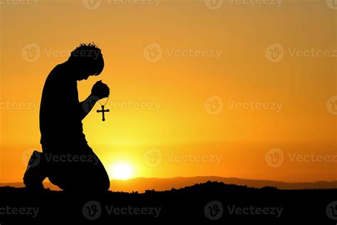 Man Praying For Blessings From God A Lonely Heartbroken Unemployed