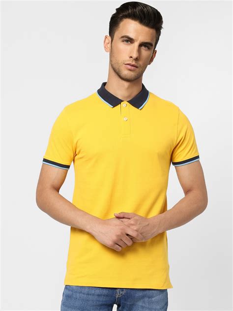 Buy Jack And Jones Men Yellow Solid Polo Collar Slim Fit T Shirt Tshirts For Men 19349148 Myntra