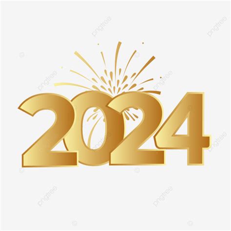 Feliz Año Nuevo 2024 Texto Dorado Imagen Hd Vector PNG dibujos Feliz