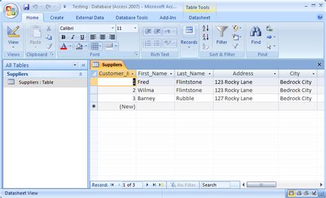 Ms Access 2007 Open A Table In Datasheet Mode