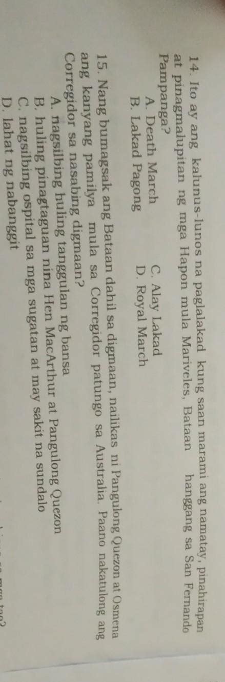 Pa Answer Po Plss I Really Need It Nowpa Answer Po Ng Maayosassessment