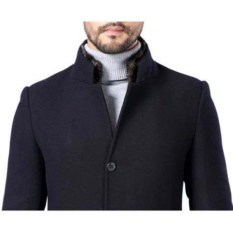 Caban Homme Col montant Business Court Épaisse Chaude Casual en Laine