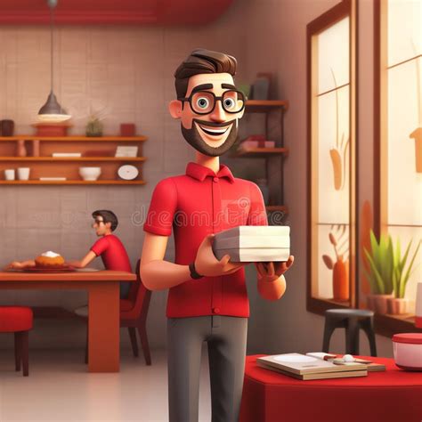 Generative Ai Delivery Courier Man In Stock Illustration