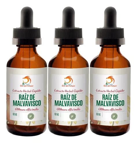 Raíz De Malvavisco Extracto Organico 3 Frascos De 60ml C u Meses