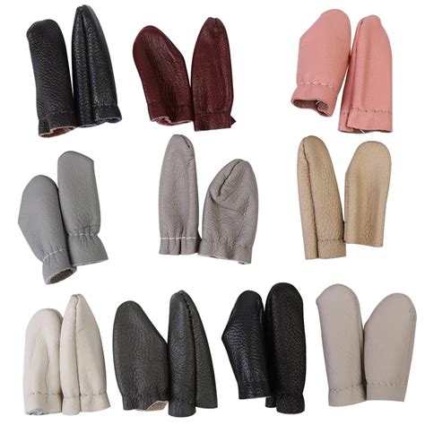 LMZAY 5 10 Pairs Thimble Leather Finger Protector Cowhide DIY Handmade