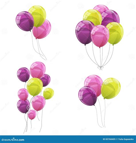 Color Glossy Balloons Set Vector Illustration Stock Vector