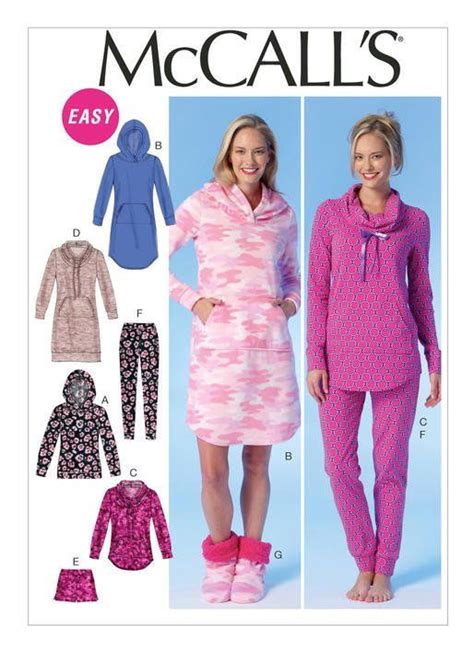 Pajamas Sewing Pattern Mccalls 7061 Size Xs Med Hooded Dress