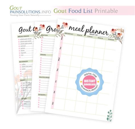 Printable Food List For Gout