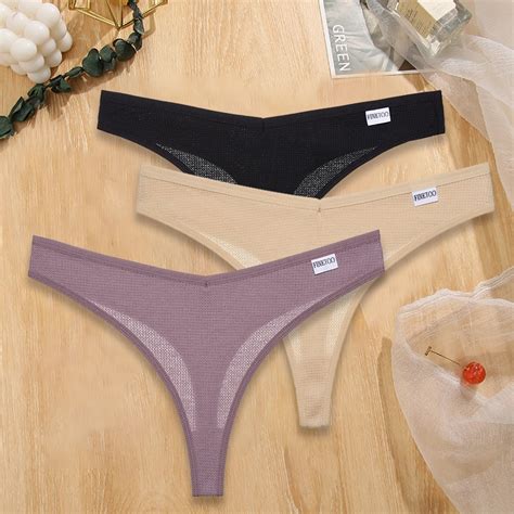 Cute Byte 3PCS Set G String Panties Waffle Cotton Women S Underwear