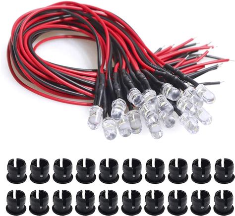 KeeYees 20Pcs 5mm LEDs Mit 20cm Kabel DC 12V Led Fertig Verkabelt