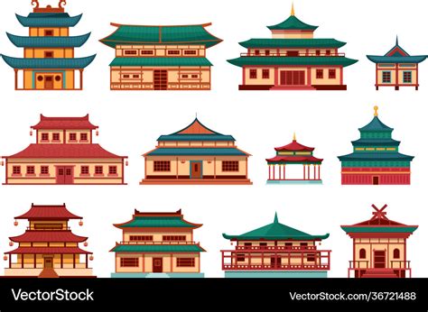 Traditional Chinese Buildings Asian Architecture Vector Image