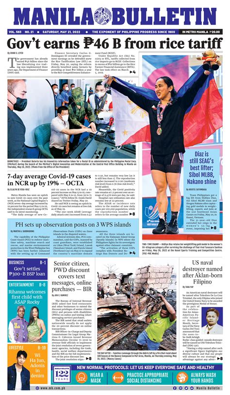 Manila Bulletin News On Twitter Manila Bulletin Headline For Today May 21 2022