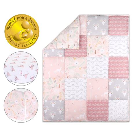 The Peanutshell Pink Floral Meadow Crib Bedding Set For Baby Girls 3