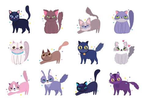 Assorted Cute Cats 1234891 Vector Art At Vecteezy